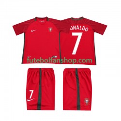 Camisola Principal Seleção Portuguesa RONALDO 7 Retro 2016 Manga Curta ,Criança