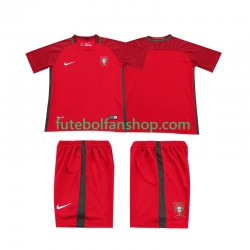 Camisola Principal Seleção Portuguesa Retro 2016 Manga Curta ,Criança