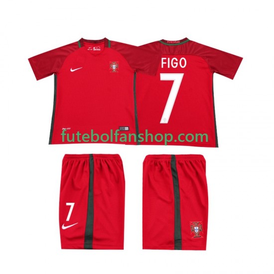 Camisola Principal Seleção Portuguesa Retro FIGO 7 2016 Manga Curta ,Criança Camisola Principal Seleção Portuguesa Retro FIGO 7 2016 Manga Curta ,Criança