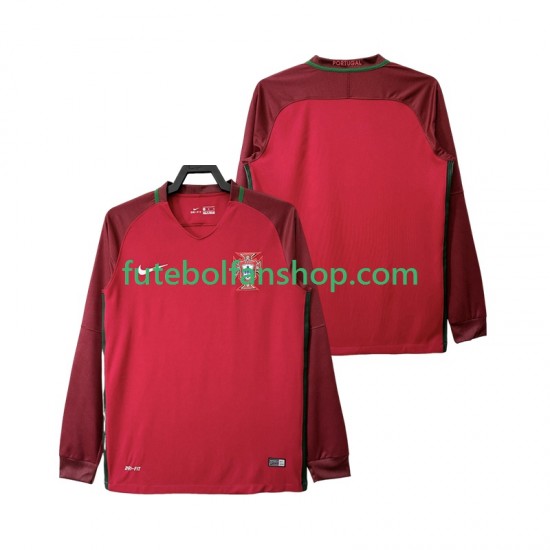 Camisola Principal Seleção Portuguesa Retro 2016 Manga Comprida ,Homem Camisola Principal Seleção Portuguesa Retro 2016 Manga Comprida ,Homem