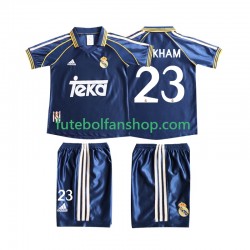 Camisola Alternativa (2ª) Real Madrid BECERHAM 23 Retro 1998 1999 Manga Curta ,Criança