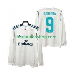 Camisola Principal Real Madrid BENZEMA 9 Retro 2017 2018 Manga Comprida ,Homem