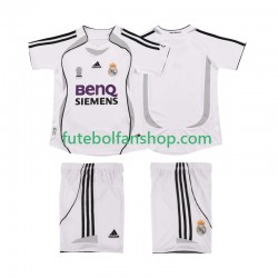 Camisola Principal Real Madrid Retro 2006 2007 Manga Curta ,Criança