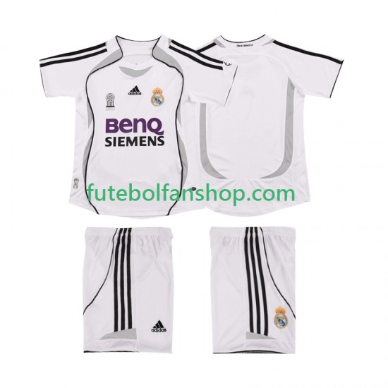Camisola Principal Real Madrid Retro 2006 2007 Manga Curta ,Criança