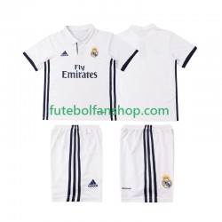 Camisola Principal Real Madrid Retro 2016 2017 Manga Curta ,Criança