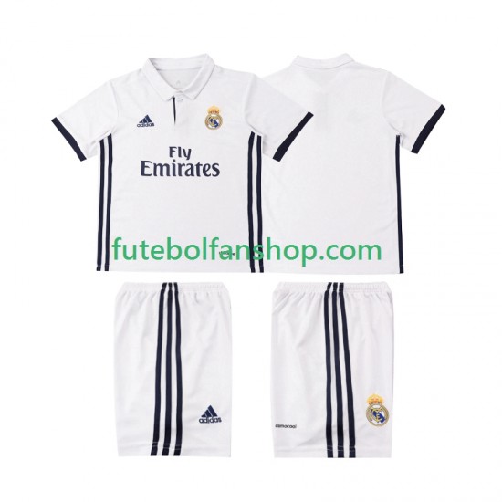 Camisola Principal Real Madrid Retro 2016 2017 Manga Curta ,Criança