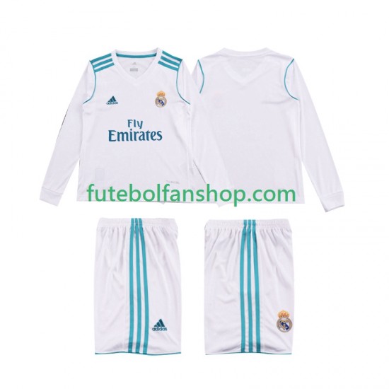 Camisola Principal Real Madrid Retro 2017 2018 Manga Comprida ,Criança