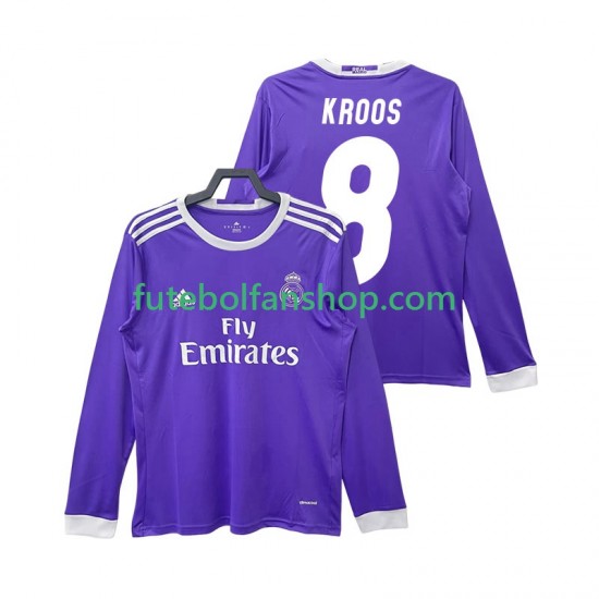 Camisola Alternativo Real Madrid KROOS 8 Retro 2016 2017 Manga Comprida ,Homem