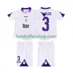 Camisola Principal Real Madrid R CARLOS 3 Retro 1997 1998 Manga Curta ,Criança