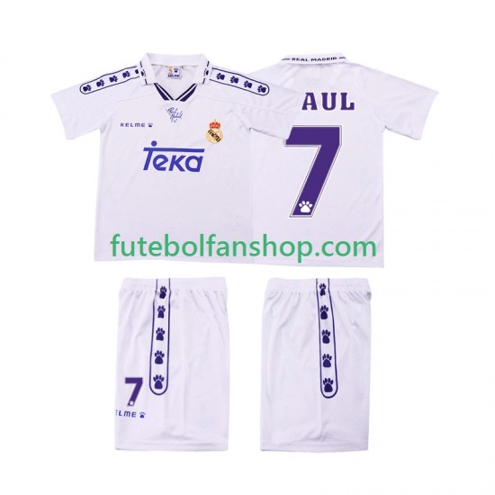 Camisola Principal Real Madrid RAUL 7 Retro 1994 1996 Manga Curta ,Criança