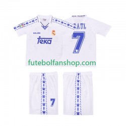 Camisola Principal Real Madrid RAUL 7 Retro 1996 1997 Manga Curta ,Criança