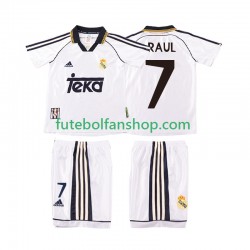 Camisola Principal Real Madrid RAUL 7 Retro 1998 2000 Manga Curta ,Criança