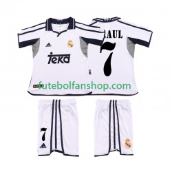 Camisola Principal Real Madrid RAUL 7 Retro 2001 2002 Manga Curta ,Criança