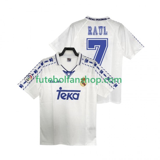 Camisola Principal Real Madrid RAUL 7 Retro 1996 1997 Manga Curta ,Homem