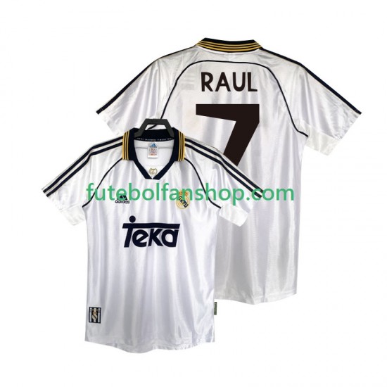 Camisola Principal Real Madrid RAUL 7 Retro 1998 2000 Manga Curta ,Homem