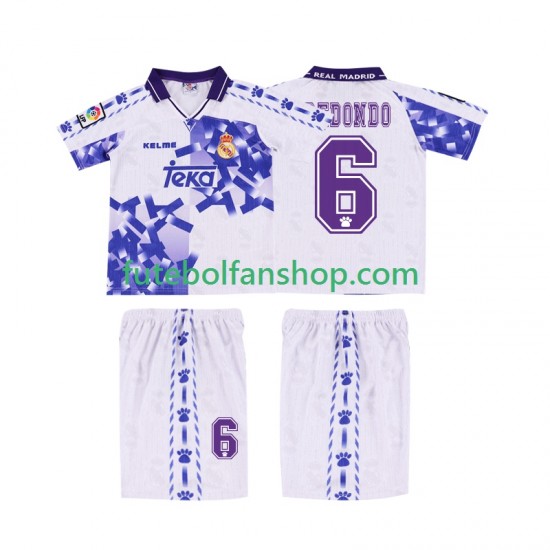 Camisola Alternativa (2ª) Real Madrid REDONDO 6 Retro 1996 1997 Manga Curta ,Criança