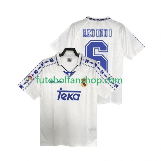 Camisola Principal Real Madrid REDONDO 6 Retro 1996 1997 Manga Curta ,Homem