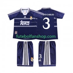 Camisola Alternativo Real Madrid ROBERTO CARLOS 3 Retro 1998 1999 Manga Curta ,Criança
