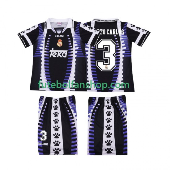 Camisola Alternativa (2ª) Real Madrid ROBERTO CARLOS 3 Retro 1997 1998 Manga Curta ,Criança