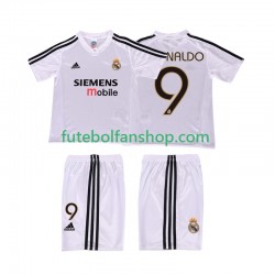 Camisola Principal Real Madrid RONALDO 9 Retro 2004 20025 Manga Curta ,Criança