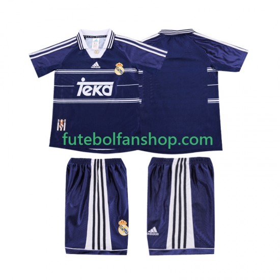 Camisola Alternativo Real Madrid Retro 1998 1999 Manga Curta ,Criança