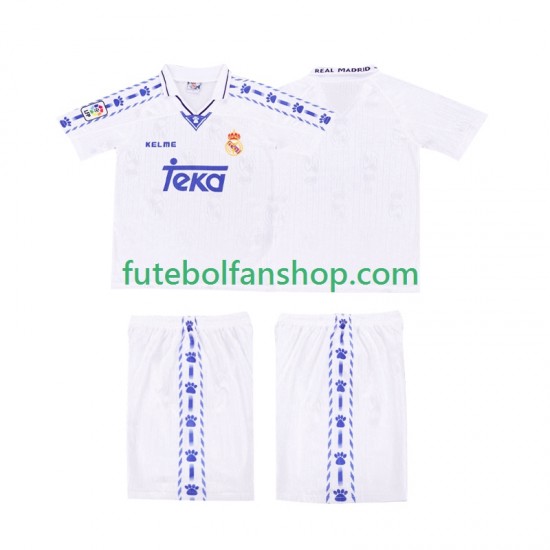 Camisola Principal Real Madrid Retro 1996-1997 Manga Curta ,Criança