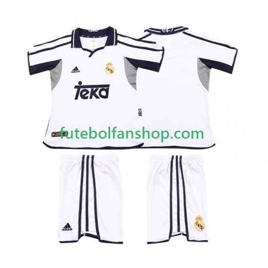 Camisola Principal Real Madrid Retro 2001 2002 Manga Curta ,Criança