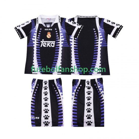 Camisola Alternativa (2ª) Real Madrid Retro 1997 1998 Manga Curta ,Criança