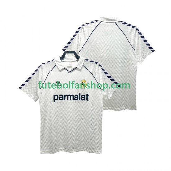 Camisola Principal Real Madrid Retro 1986 1987 Manga Curta ,Homem