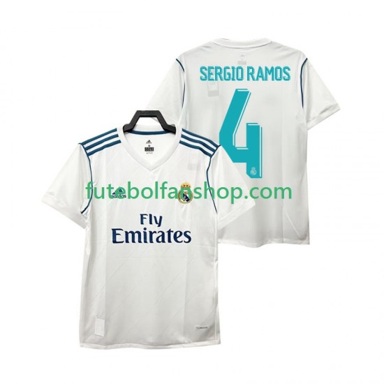 Camisola Principal Real Madrid SERGIO RAMOS 4 Retro 2017 2018 Manga Curta ,Homem