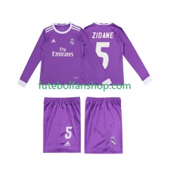 Camisola Alternativo Real Madrid ZIDANE 5 Retro 2016 Manga Comprida ,Criança