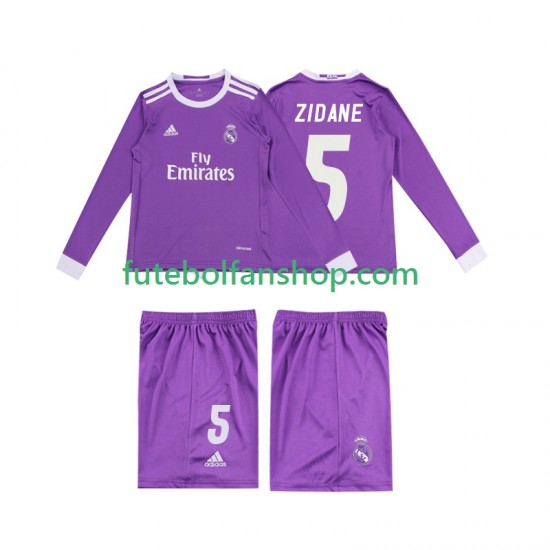 Camisola Alternativo Real Madrid ZIDANE 5 Retro 2016 Manga Comprida ,Criança