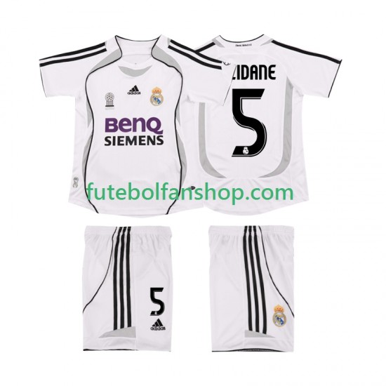Camisola Principal Real Madrid ZIDANE 5 Retro 2006 2007 Manga Curta ,Criança