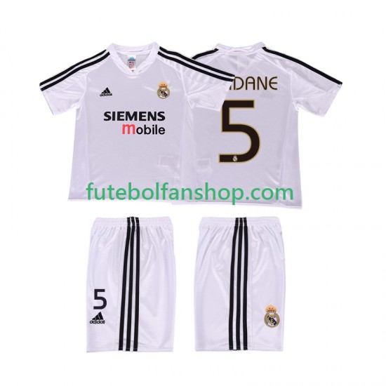 Camisola Principal Real Madrid ZIDANE 5 Retro 2004 20025 Manga Curta ,Criança
