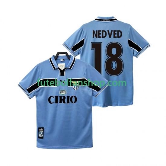 Camisola Principal SS Lazio NEDVED 18 Retro 1998 1999 Manga Curta ,Homem Camisola Principal SS Lazio NEDVED 18 Retro 1998 1999 Manga Curta ,Homem