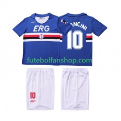 Camisola Principal Sampdoria MANCINI 10 Retro 1990 1991 Manga Curta ,Criança