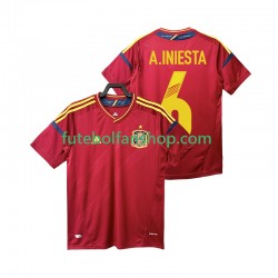 Camisola Principal Seleção Espanhola Andres Iniesta 6 Retro 2012 Manga Curta ,Homem