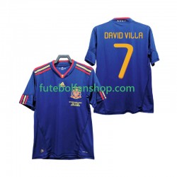 Camisola Alternativo Seleção Espanhola DAVID VILLA 7 Retro 2010 Manga Curta ,Homem