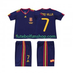 Camisola Alternativo Seleção Espanhola DAVID VILLA 7 Retro 2010 Manga Curta ,Criança