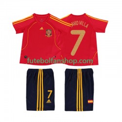 Camisola Principal Seleção Espanhola DAVID VILLA 7 Retro 2008 Manga Curta ,Criança
