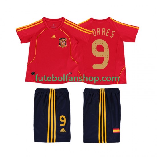 Camisola Principal Seleção Espanhola TORRES 9 Retro 2008 Manga Curta ,Criança Camisola Principal Seleção Espanhola TORRES 9 Retro 2008 Manga Curta ,Criança