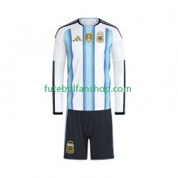 Camisola Principal Seleção Argentina World Cup 2026 Manga Comprida ,Criança