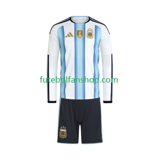 Camisola Principal Seleção Argentina World Cup 2026 Manga Comprida ,Criança