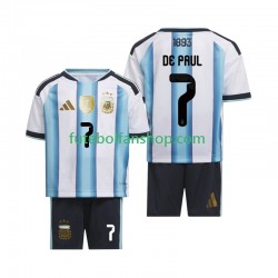 Camisola Principal Seleção Argentina Rodrigo De Paul 7 World Cup 2026 Manga Curta ,Criança