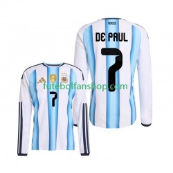 Camisola Principal Seleção Argentina Rodrigo De Paul 7 World Cup 2026 Manga Comprida ,Homem