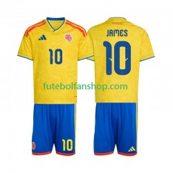 Camisola Principal Seleção Colombiana James Rodriguez 10 World Cup 2026 Manga Curta ,Criança
