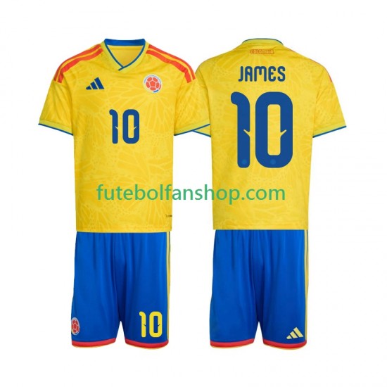 Camisola Principal Seleção Colombiana James Rodriguez 10 World Cup 2026 Manga Curta ,Criança