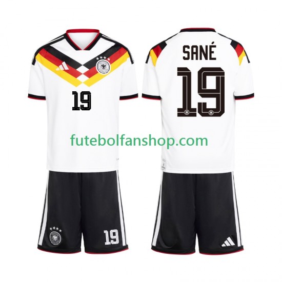 Camisola Principal Seleção Alemã Leroy Sane 19 World Cup 2026 Manga Curta ,Criança
