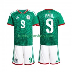 Camisola Principal Seleção Mexicana Raul Jimenez 9 World Cup 2026 Manga Curta ,Criança