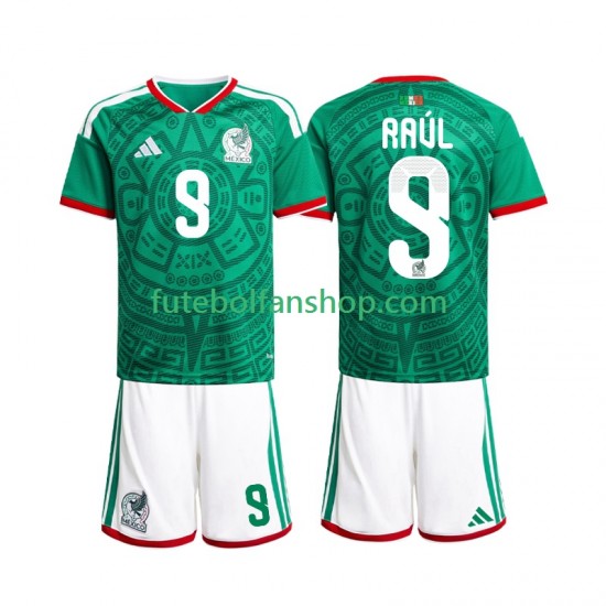 Camisola Principal Seleção Mexicana Raul Jimenez 9 World Cup 2026 Manga Curta ,Criança
